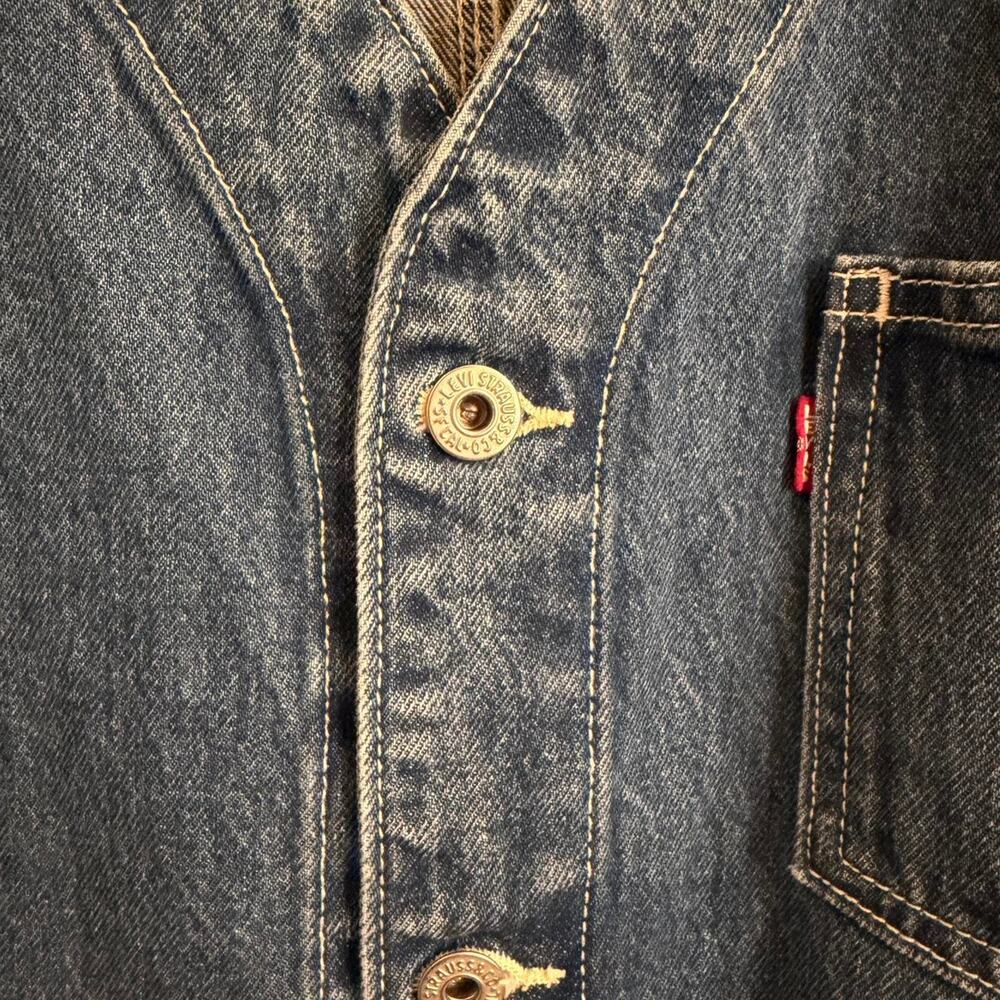 men’s blue denim (“highlights”) LEVI’S union engineer jean jacket / coat [M] - Picture 3 of 5